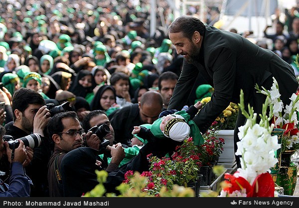 Commemoration Anniversary of 6 Month Old Child, Nation of Iran (Shiites Muslims) remembering the martyrdom of six month old kid , Ali Asghar, of Imam Hussein a.s, all Muslims take part in mourning ceremonies to remember the martyrdom of Ali Asgher at Karbala battle 1400 years ago. These ceremonies are arranged by Muslims in many cities of Iran at different levels, below images are taken in ceremonies held in Tehran, 
